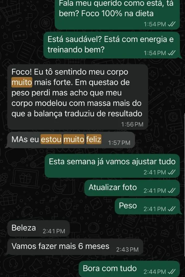 Conversa com aluno Ricardo sobre sentir o corpo muito mais forte e ter modelado com massa muscular após o acompanhamento